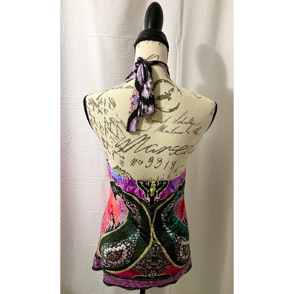 Boston Proper Multicolor Patterned Backless Halter Top - Picture 2 of 3